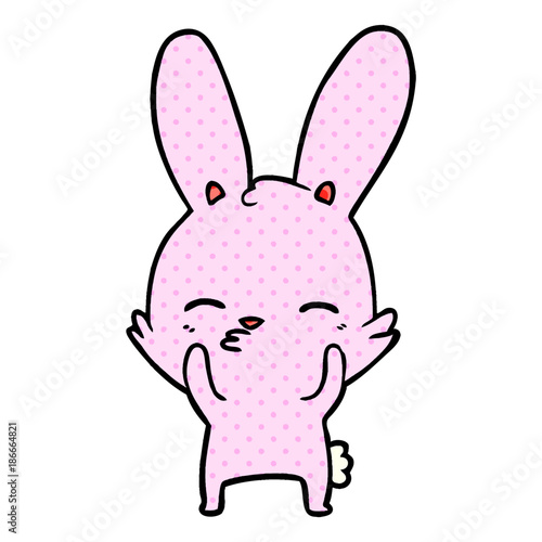 curious waving bunny cartoon