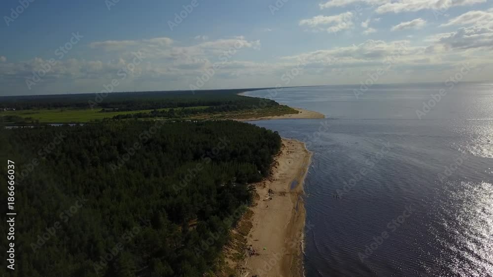 Gauja river Latvia drain into Baltic Sea aerial drone top view 4K UHD video Gauja river Latvia drain into Baltic Sea aerial drone top view 4K UHD video