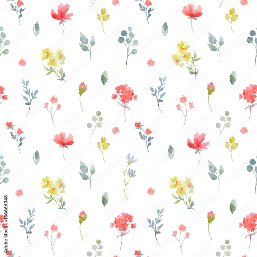 custom made wallpaper toronto digitalWatercolor vector floral pattern