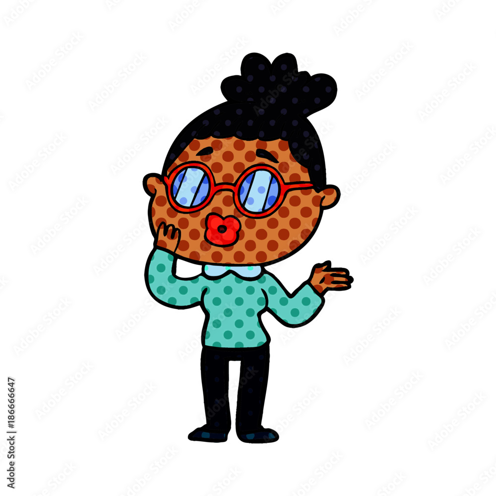 cartoon woman wearing spectacles