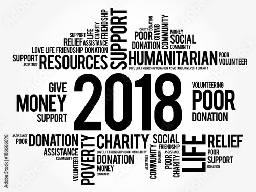 2018 help word cloud collage, concept background
