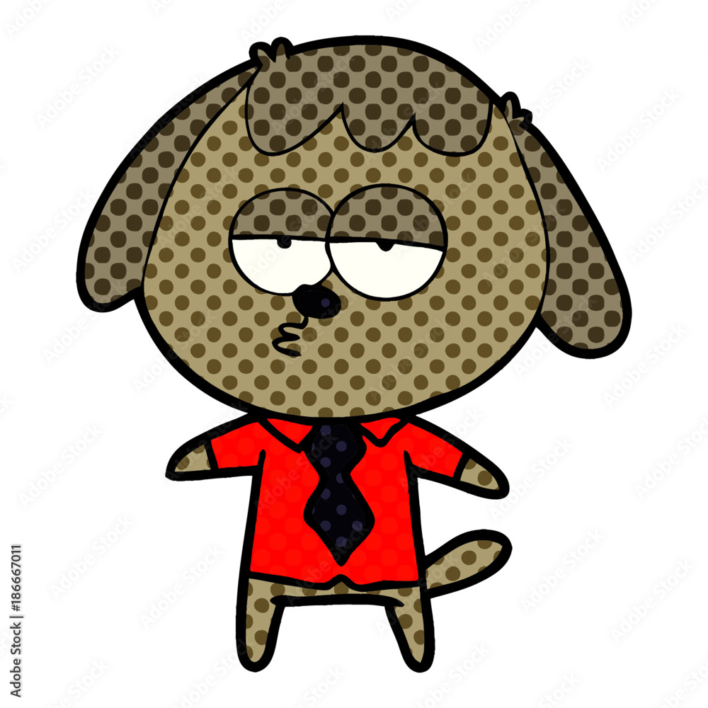 cartoon bored dog in office clothes cartoon bored dog in office clothes