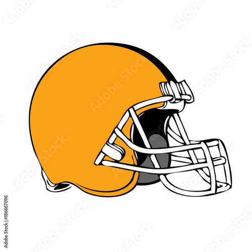 Simple american football helmet on white background
