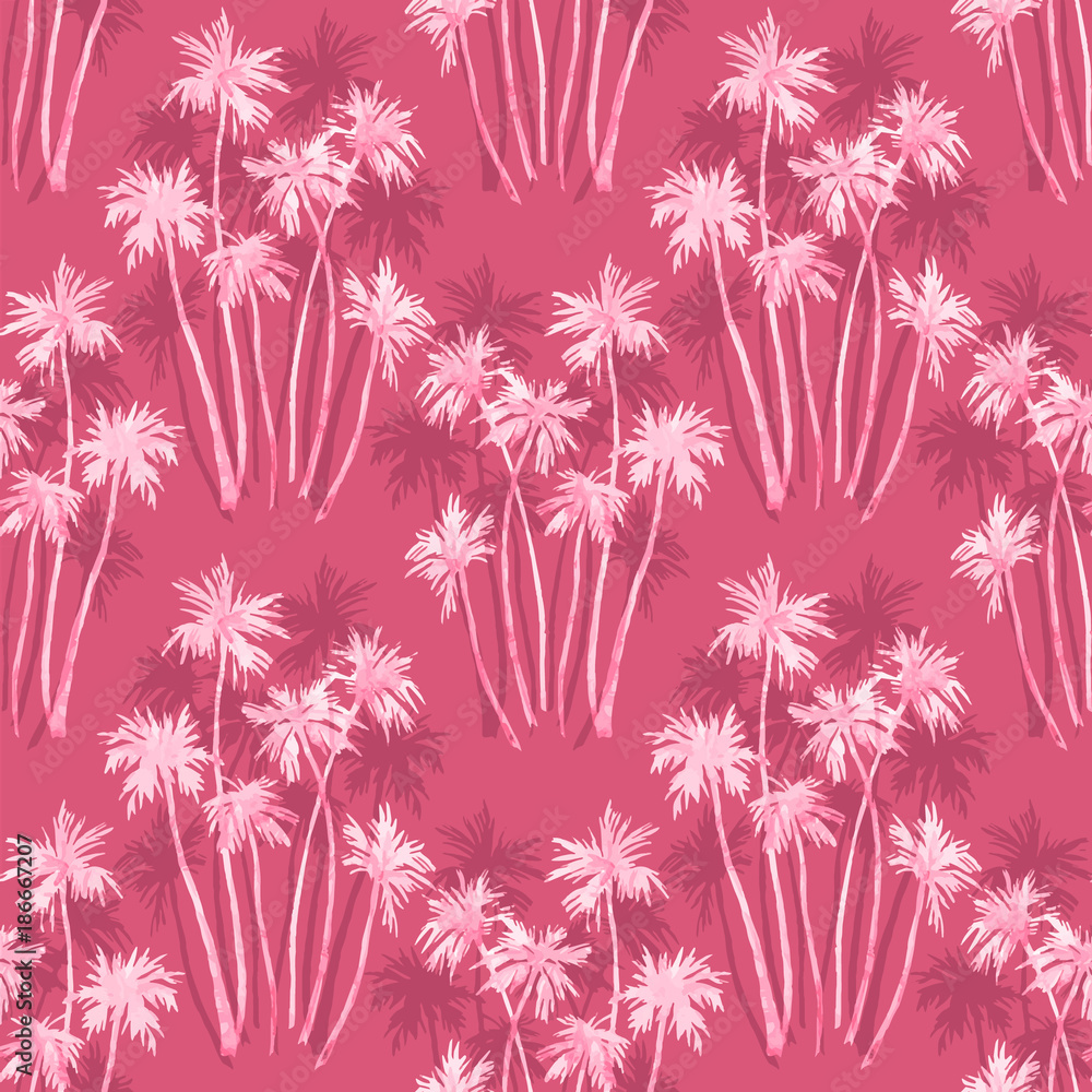 Watercolor vector tropical pattern