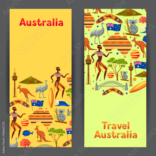 Australia banners design. Australian traditional symbols and objects