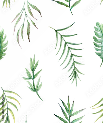 Watercolor vector tropical pattern