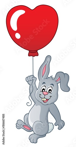 Rabbit with heart shaped balloon theme 1