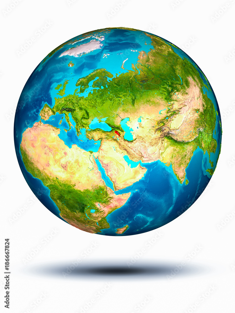Armenia on Earth with white background Armenia on Earth with white background