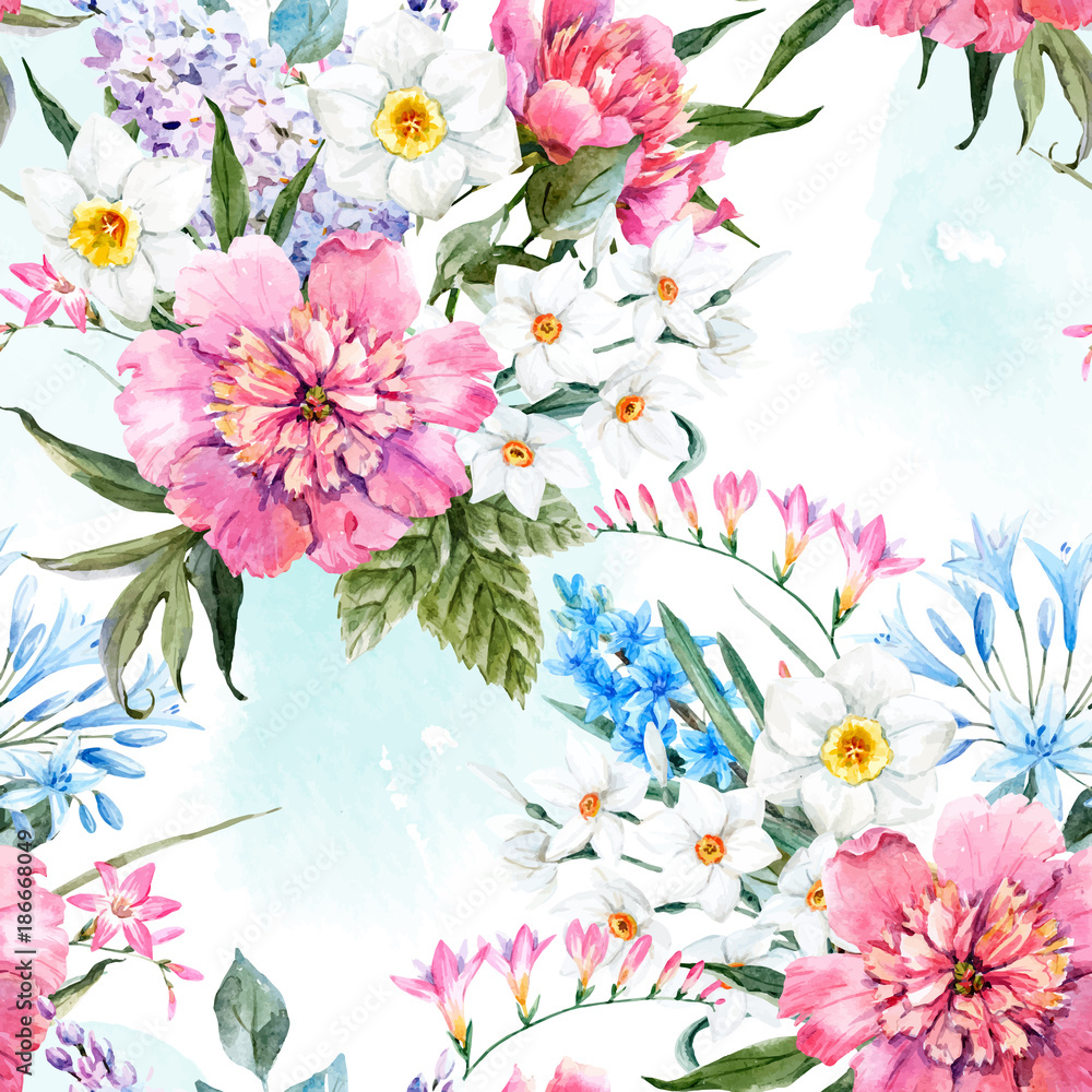 Fototapeta kolorowe kwiaty malowane farbkami