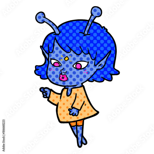 pretty cartoon alien girl