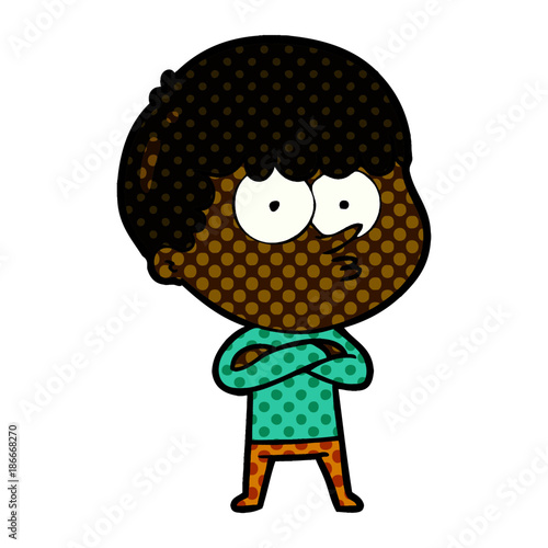 cartoon curious boy