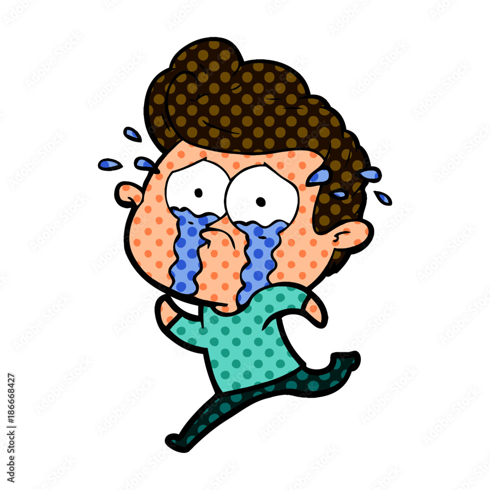 cartoon crying man running cartoon crying man running