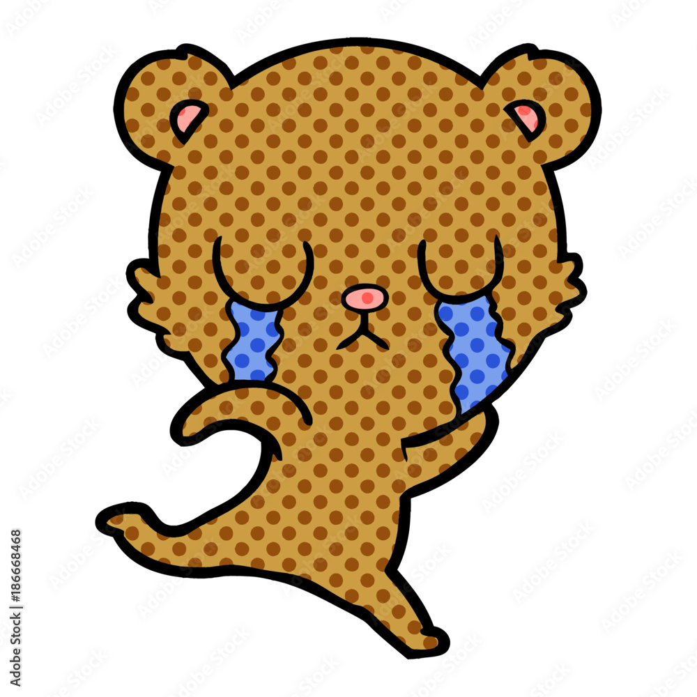 crying cartoon bear running away crying cartoon bear running away