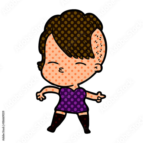 cartoon squinting girl