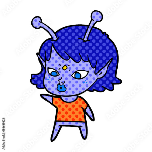 pretty cartoon alien girl
