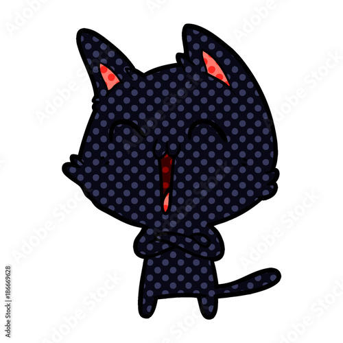 happy cartoon cat meowing