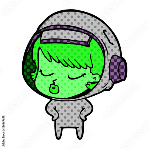 cartoon pretty astronaut girl