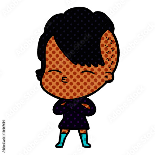 cartoon squinting girl