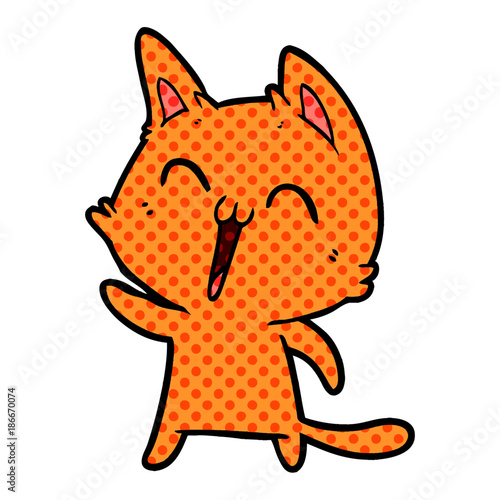 happy cartoon cat meowing