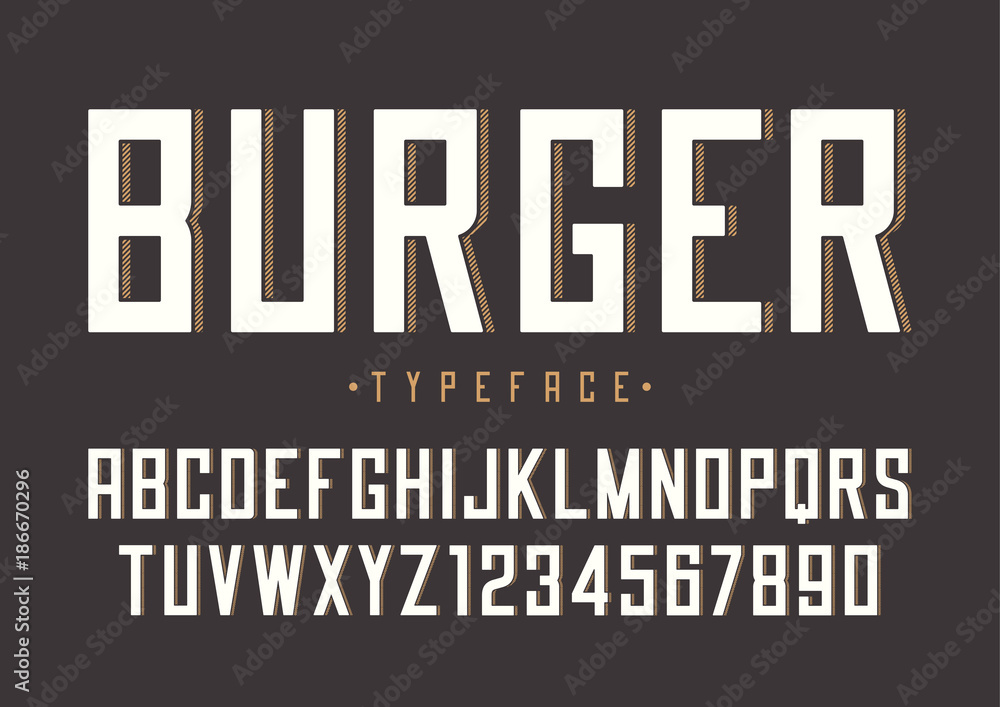 Vecteur Stock Burger vector retro regular font design, alphabet, typeface,  typ | Adobe Stock