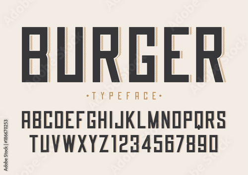 Burger vector retro regular font design, alphabet, typeface, typ