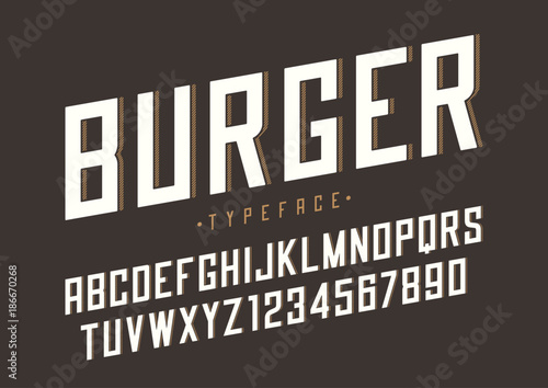 Burger vector retro regular font design, alphabet, typeface, typ