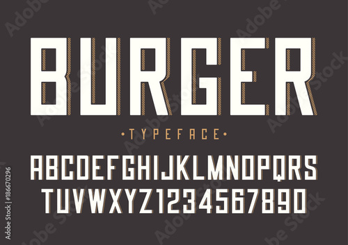 Burger vector retro regular font design, alphabet, typeface, typ
