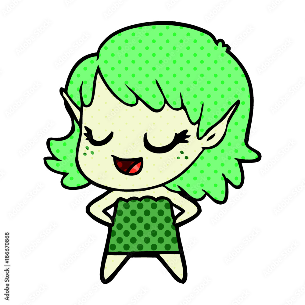 happy cartoon elf girl happy cartoon elf girl