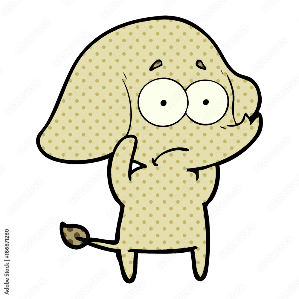 Fototapeta premium cartoon unsure elephant