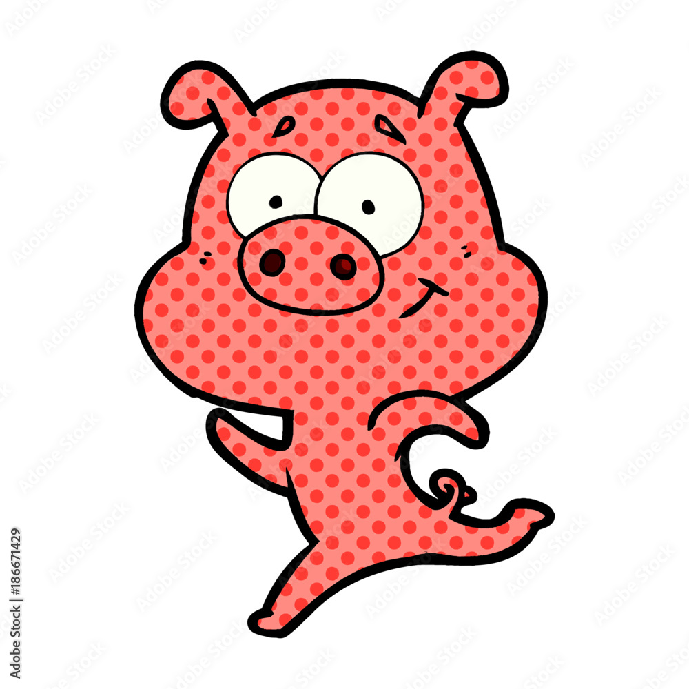happy cartoon pig running happy cartoon pig running