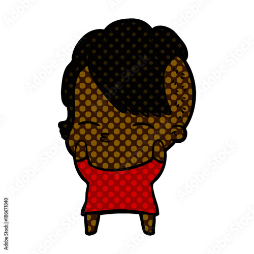cartoon squinting girl
