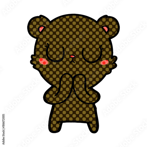 peaceful cartoon bear cub