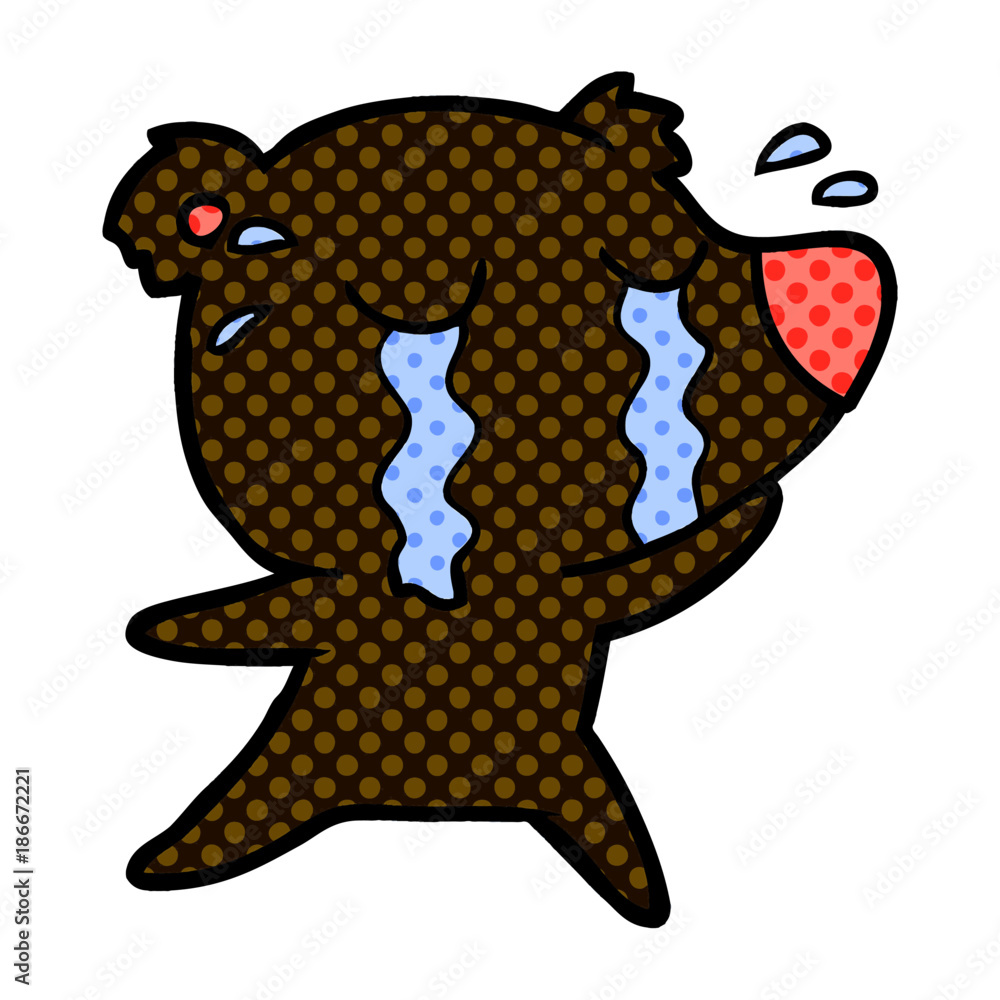 Obraz premium cartoon crying bear
