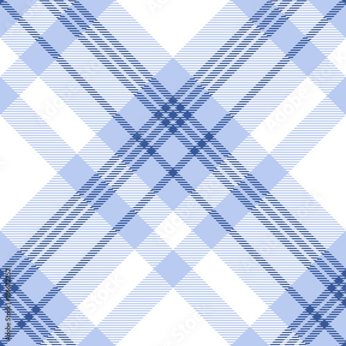 Nautical plaid check in navy blue, light blue and white. Seamless fabric texture pattern. 