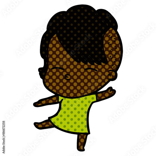 cartoon squinting girl