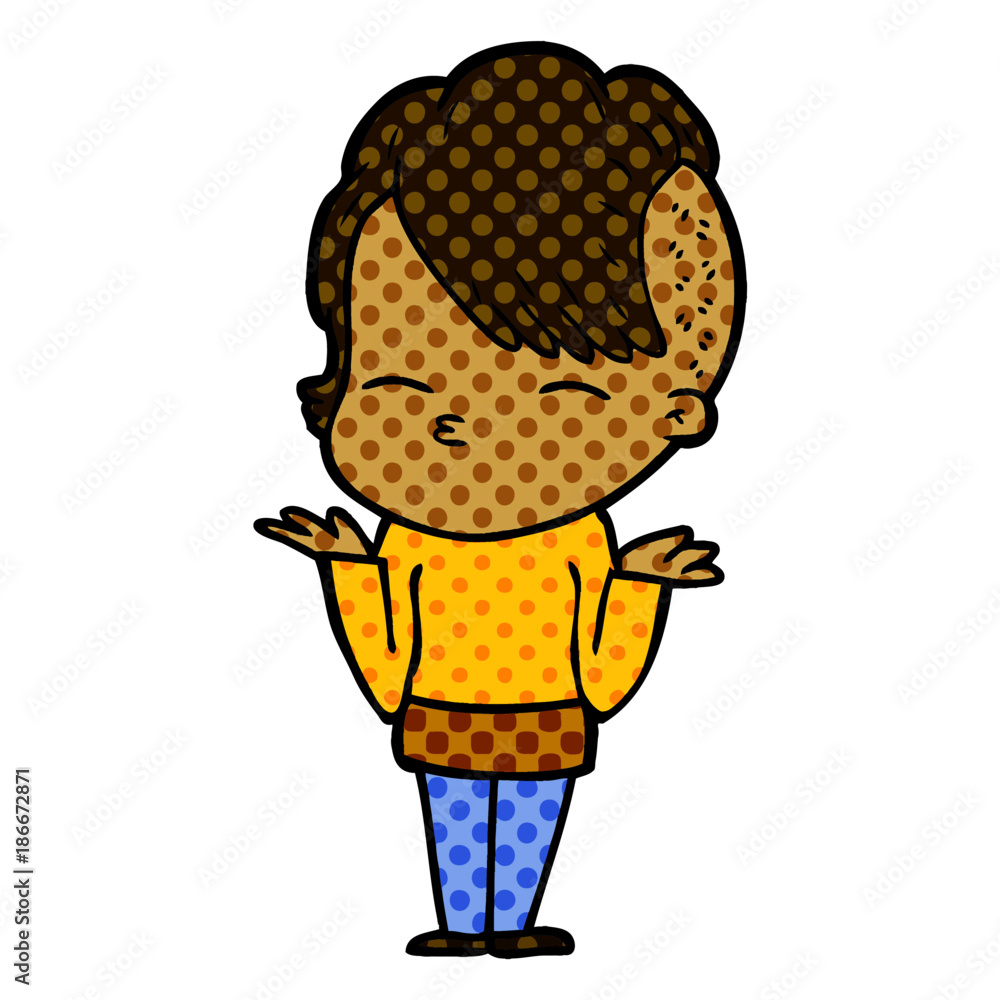 cartoon girl shrugging shoulders cartoon girl shrugging shoulders