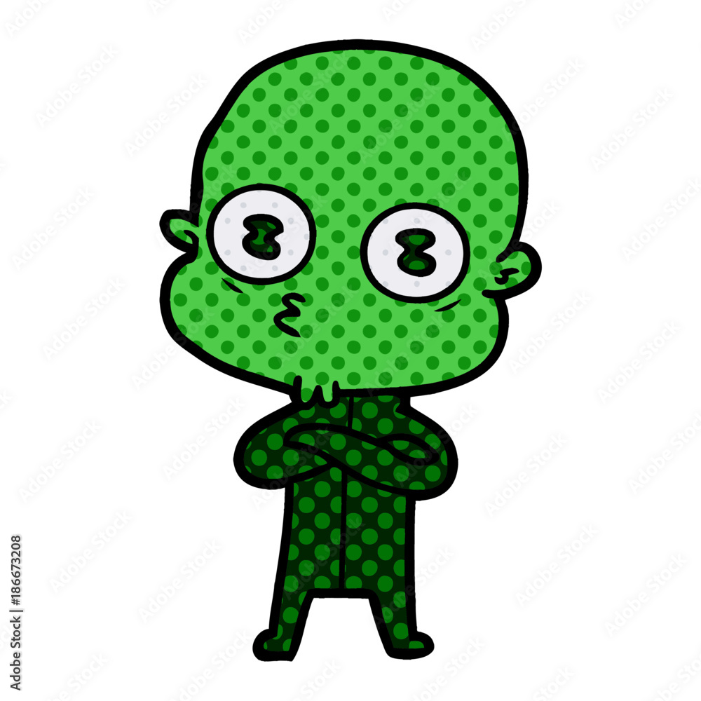 Obraz premium cartoon weird bald spaceman
