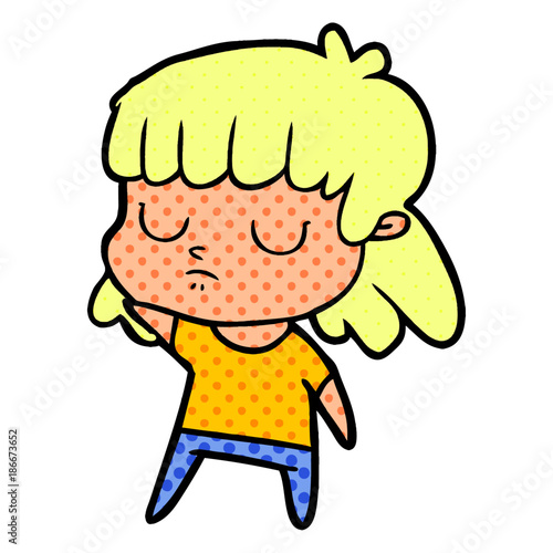 cartoon indifferent woman