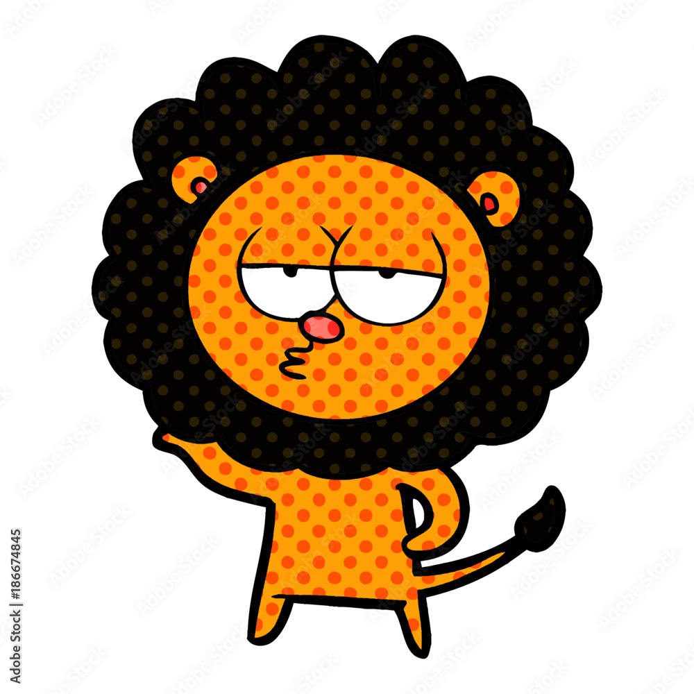 cartoon bored lion