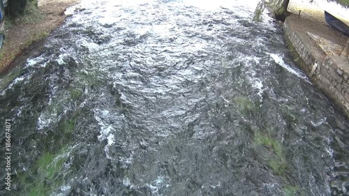 River of Black Drin flowing into Ohrid Lake, Sveti Naum, Macedonia