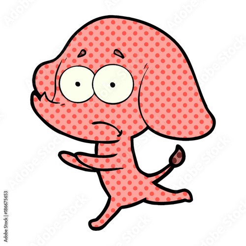 cartoon unsure elephant running away