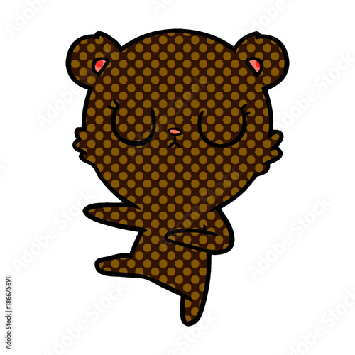 peaceful cartoon bear cub