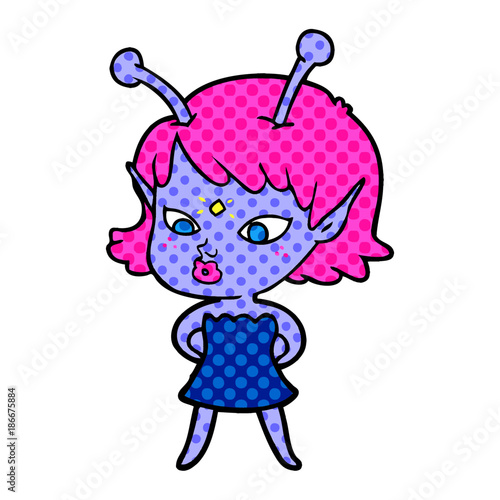 pretty cartoon alien girl