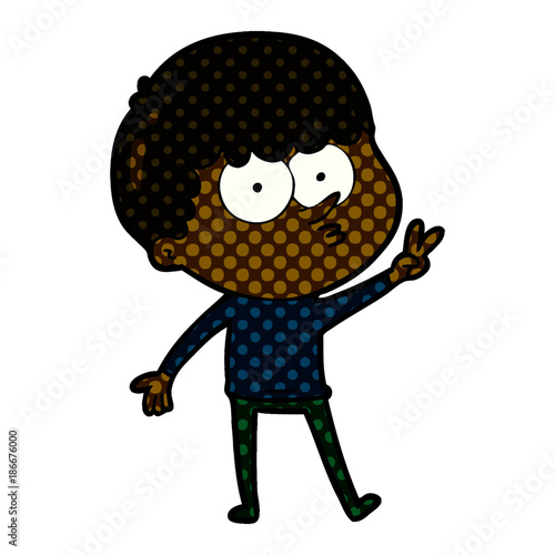 cartoon curious boy dancing