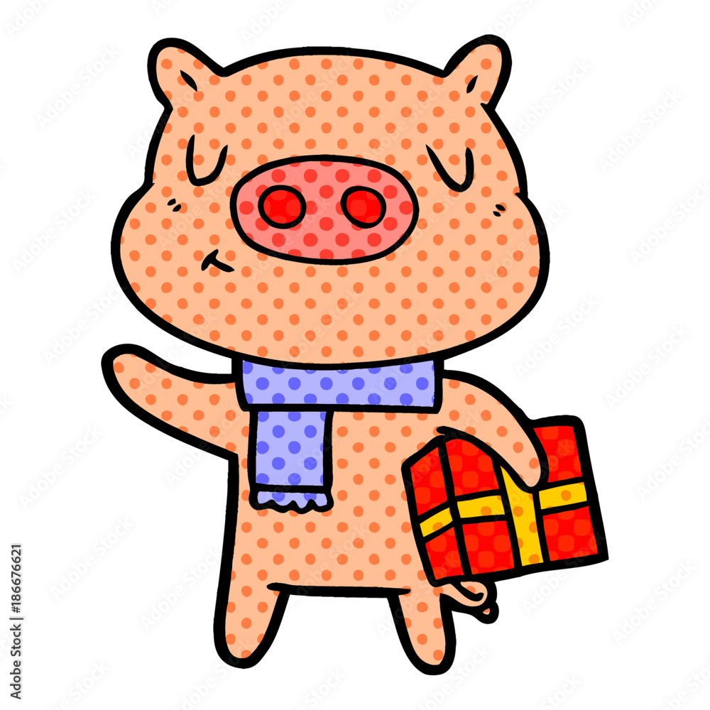 cartoon christmas pig cartoon christmas pig
