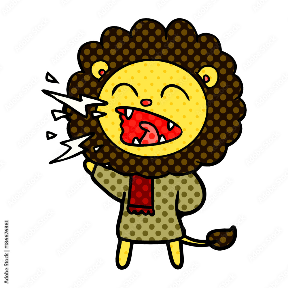 Obraz premium cartoon roaring lion