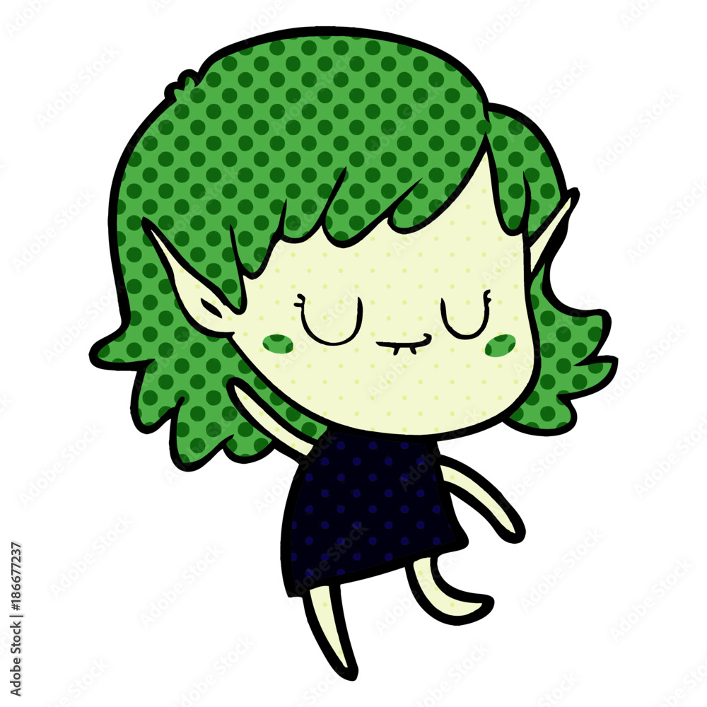happy cartoon elf girl wearing dress happy cartoon elf girl wearing dress