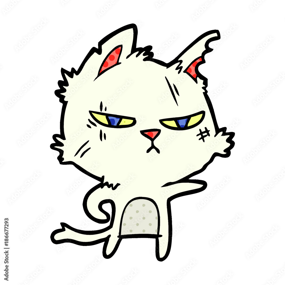 tough cartoon cat pointing tough cartoon cat pointing
