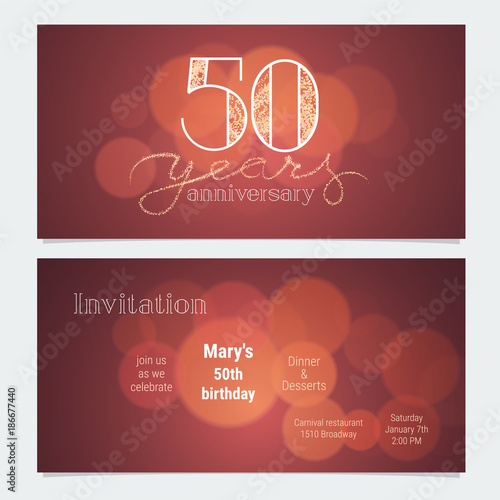 50 years anniversary invitation to celebration vector illustration