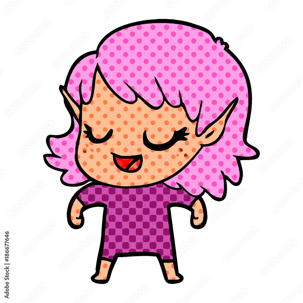 Fototapeta premium happy cartoon elf girl
